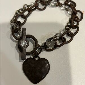 Heart Charm Bracelet with Crystal Accents